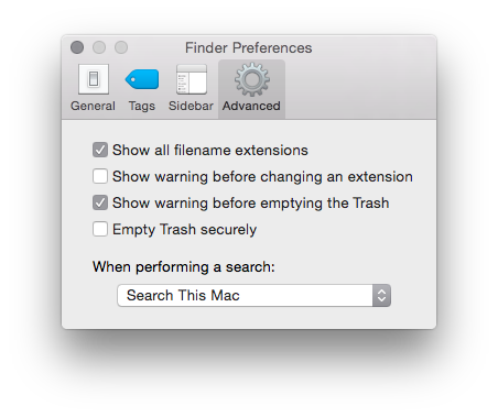 Max OS X Show File Extensions in Finder