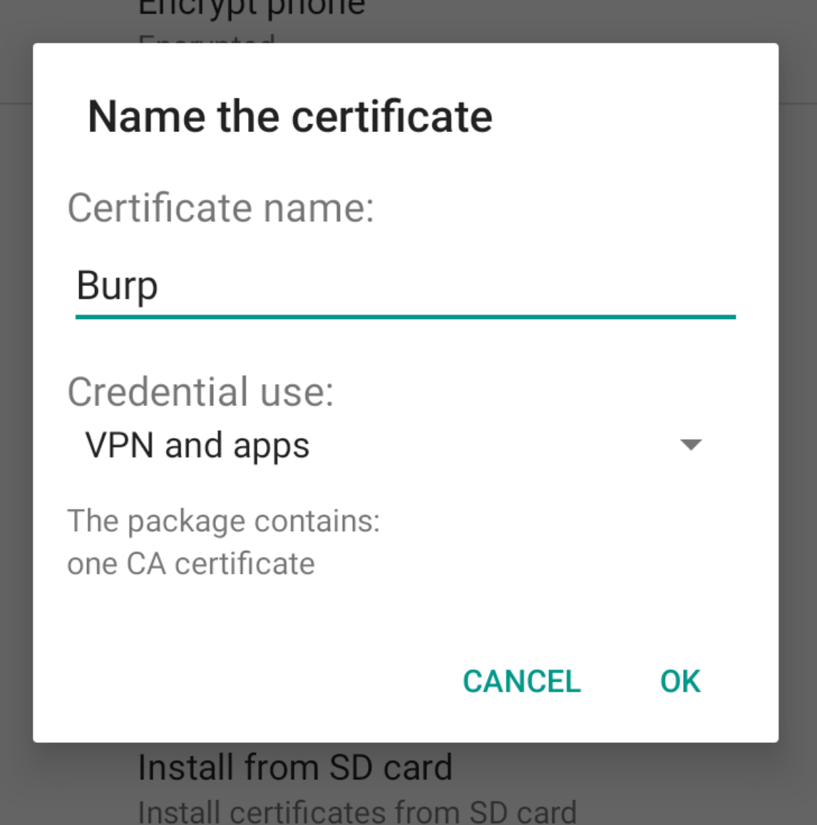 Android Burp Certificate Install