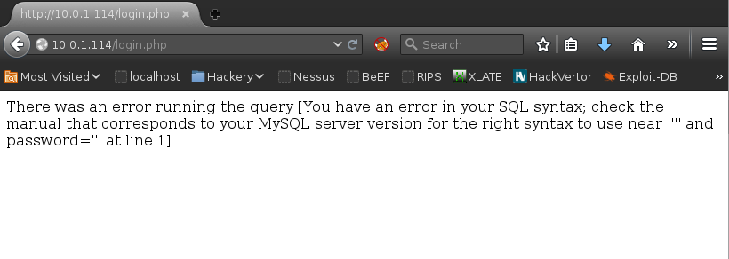 MySQL error